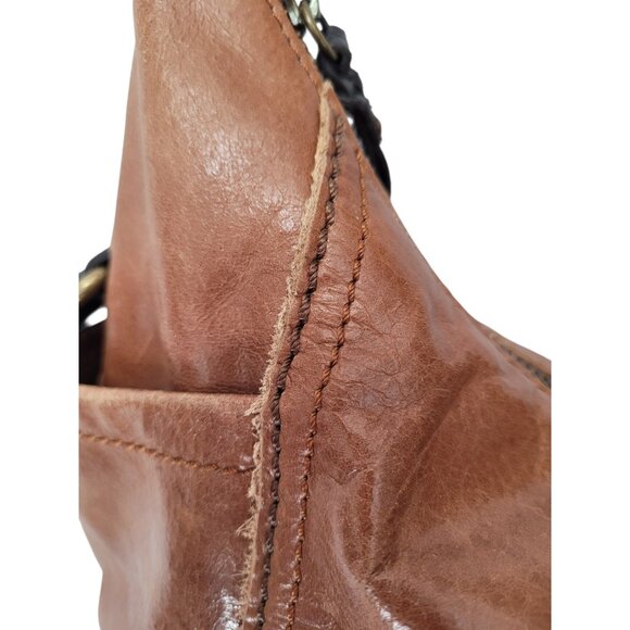 THE SAK Kendra Leather Hobo Shoulder Medium Bag Brown Two Tone Full Zip Closure - Picture 12 of 12